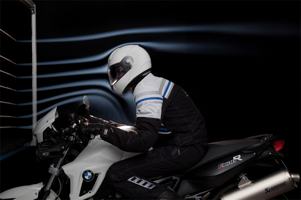 These staged publicity photos show lovely parallel lines of laminar air flowing nearly over the rider
