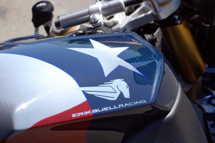 Tinted, clear-coated carbon fibre body wearing the flag made the EBR 1190 RS rare indeed.
