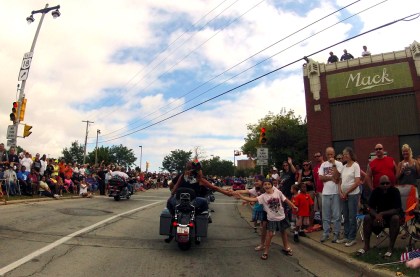 High-fives were flying all around during the celebration parade.