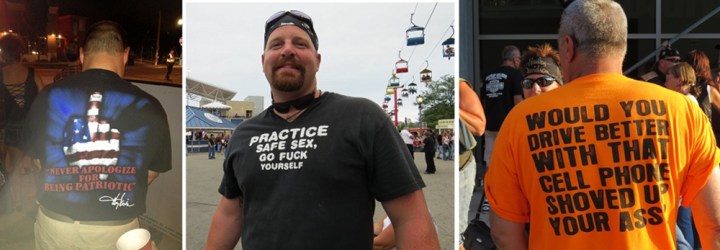 Patriotism! Insults! Just a small sampling of the T-shirts circulating around Milwaukee.