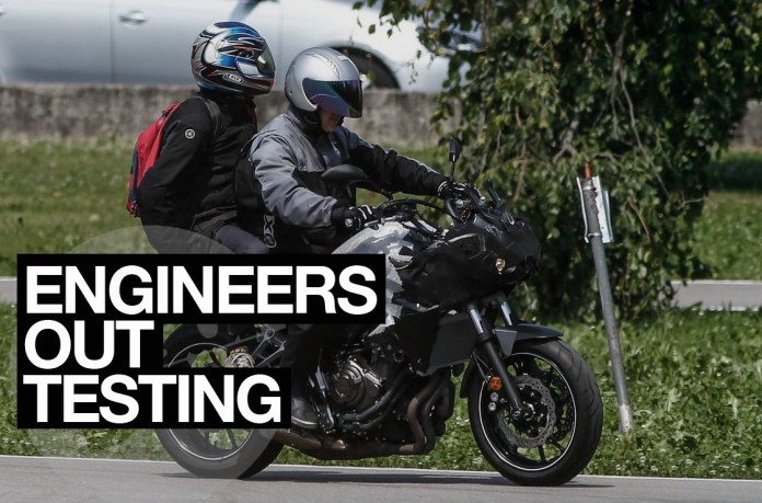 Spy shots of the Yamaha MT-07 test mule. Engineers and technicians don't do this for fun, somewhere under all that duct tape is a new part, or a reconfigured part, or its missing a part, and they need to know what happens next.