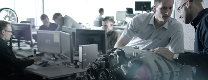 The Porsche technical centre today, drafting tables replaced by computer work stations, suits and tie replaced by polo shirts and hoodies.