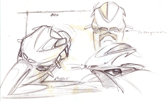 Early ball point pen exploration drawings for Radical Ducati show how free and lose this phase can be. Image : author