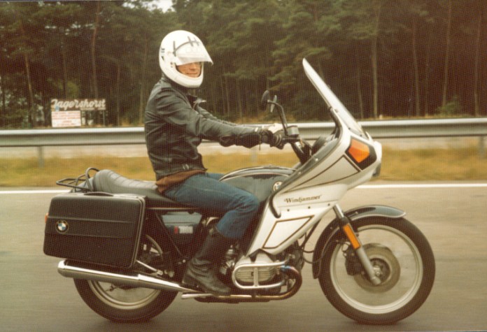 Vetter Windjammer made many motorcyclists smile, like this guy. Actual aerodynamic improvement was debatable. 
